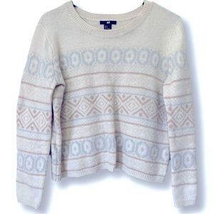 💫 EUC - H&M Geometrical Pattern Print Cropped Sweater - Size Small